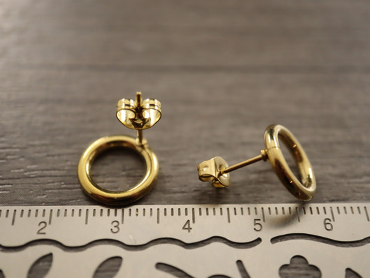 Korvakorutappi ympyrä+lukko, 12x11mm, 18K/ kulta/rst, 1pari