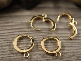 Korvakorurengas lenkillä, 13x2.5mm, 24K/ kulta/rst, 1pari