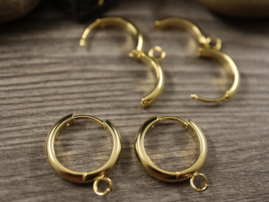 Korvakorurengas huggie, 16x3mm, kulta/rst, 1pari