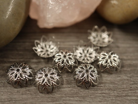 Helmihattu kukka, 10x4mm, kromi, 20kpl