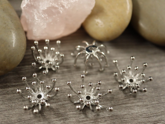 Helmihattu / koriste kukka, 15x16x6mm, kromi, 10kpl