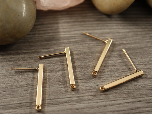 Korvakorutappi lenkillä palkki, 20x2mm, vaaleakulta, 1pari