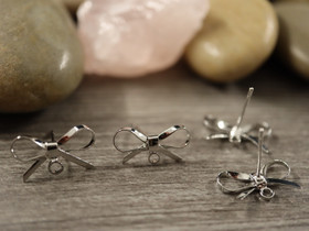 Korvakorutappi lenkillä rusetti, 16x18mm, kromi, 1pari