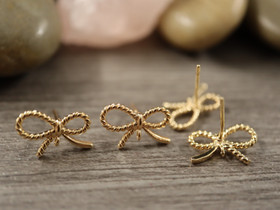 Korvakorutappi lenkillä rusetti, 14x12mm, 18K/kulta, 1pari