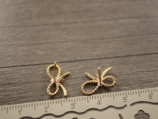 Korvakorutappi lenkillä rusetti, 14x12mm, 18K/kulta, 1pari