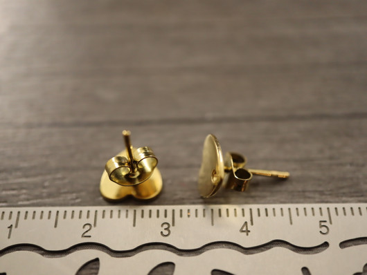 Korvakorutappi+lukko sydän, 8x10mm, kulta/rst, 1pari