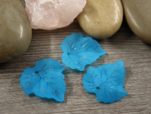 Lehtiriipus akryyli, 23x21mm, turkoosi, 1kpl