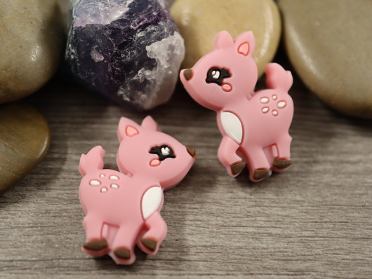 Silikonihelmi peura, 30x20mm, pinkki, 1kpl