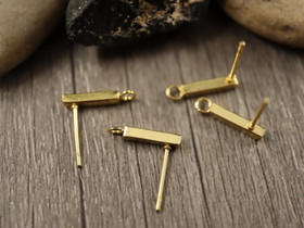 Korvakorutappi lenkillä palkki, 13x3mm, 18K/kulta/rst, 1pari