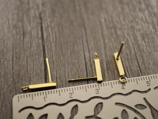 Korvakorutappi lenkillä palkki, 13x3mm, 18K/kulta/rst, 1pari