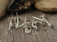 Korvakorutappi, 6x13mm, kirkashopea/rst, 10 paria