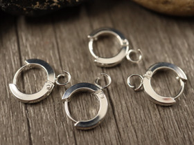 Korvakorurengas lenkillä, 11x2mm, kirkashopea/rst, 1pari