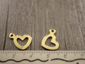 Sydänriipus, 11x14mm, 18K kulta/rst, 1kpl