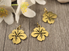 Kukkariipus, 14x15mm, PVD/18K kulta/rst, 1kpl