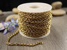 Roloketju, 4x4x0.8mm, kulta/ rst, 10m, POSTIPAKETTI TOIMITUS