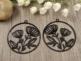 Kukkariipus, 38x35mm, musta, 1kpl