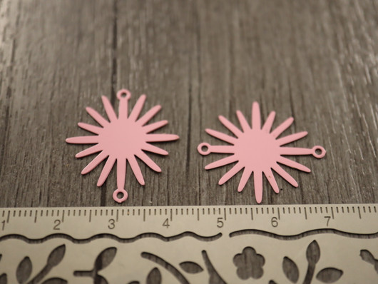 Aurinkoriipus/linkki, 25x22mm, vaaleanpunainen, 1kpl