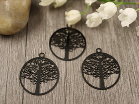 Elämänpuuriipus, 21x18mm, musta, 1kpl