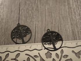 Elämänpuuriipus, 21x18mm, musta, 1kpl