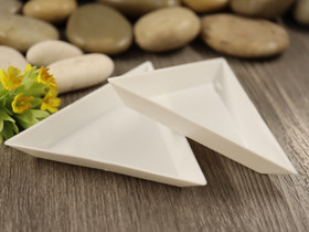 Kolmiolautanen, 7x6x1.1cm, valkoinen, 5kpl