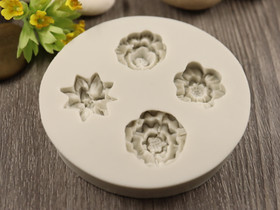 Silikonimuotti kukat, 80mm, beige, 1kpl