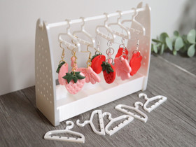 Korvakoruteline+ 5 henkaria, 13.5x4.5x11cm, valkoinen,  1kpl POSTIPAKETTI TOIMITUS