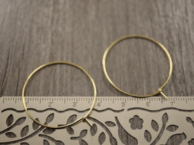 Korvakorurengas, 30x0.7mm, 18K/vaaleakulta/rst, 1pari