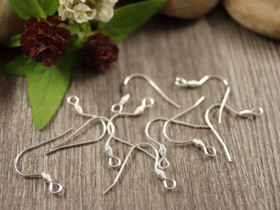  Korvakorukoukku, 17x18mm, kirkashopea/rst, 10paria