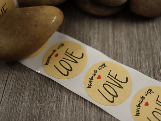 Handmade with love tarra, 25mm, ruskea, 10kpl