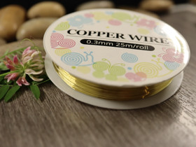 Kuparilanka, 0.3mm, kulta, 25m