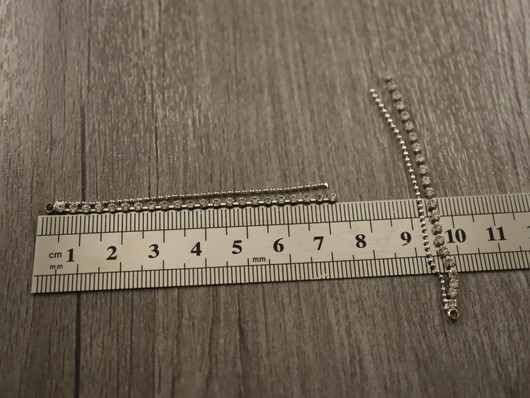 Strassiketjuriipus, 70x3.5mm, kromi, 1kpl