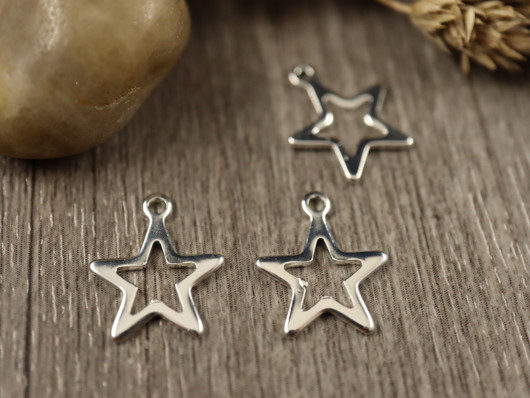 Tähtiriipus, 12.5x14.5mm, kirkashopea/ rst, 1kpl