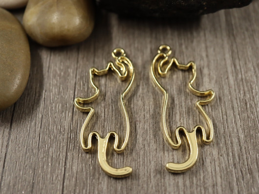 Riipus/ korukehys kissa, 47x19mm, kulta, 1kpl