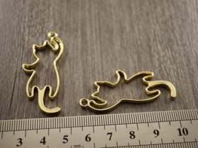 Riipus/ korukehys kissa, 47x19mm, kulta, 1kpl