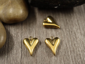 Sydänriipus, 15x12mm, PVD kulta/  rst, 1kpl