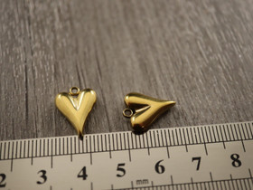 Sydänriipus, 15x12mm, PVD kulta/  rst, 1kpl