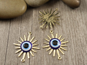 Aurinkoriipus/ linkki, 27x23mm, 14K kulta/ sininen, 1kpl