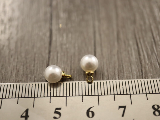 Helmiriipus, 10x6mm, 18K kulta/ valkoinen, 1kpl