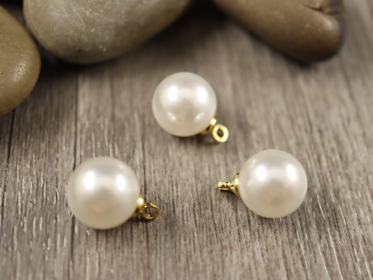 Helmiriipus, 14x10mm, 18K kulta/ valkoinen, 1kpl