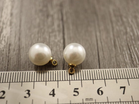 Helmiriipus, 14x10mm, 18K kulta/ valkoinen, 1kpl