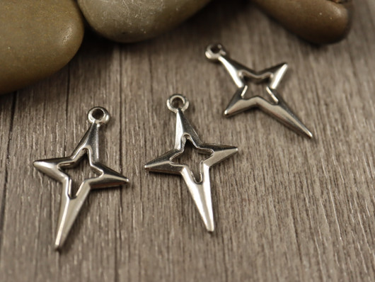 Tähtiriipus, 28x17mm, rst, 1kpl