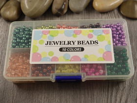 Lasihelmilajitelma särö+helmiäinen, 4mm, 10 eri väriä, (1500kpl) 1kpl