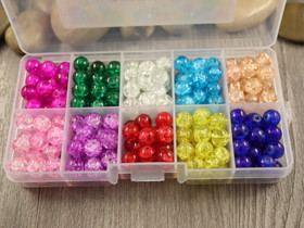 Lasihelmilajitelma särö, 8mm, 10väriä, (n.200kpl) 1kpl