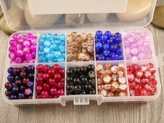 Lasihelmilajitelma särö, 6mm, 10väriä, (n.450kpl) 1kpl