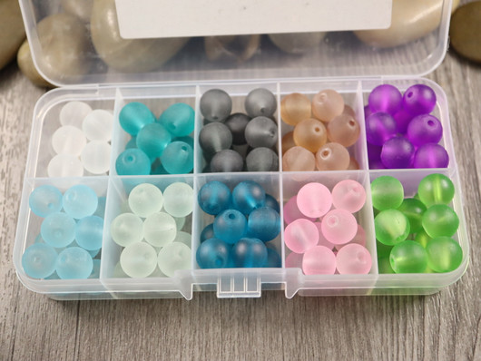 Lasihelmilajitelma huurre, 10mm, 10väriä, (100kpl) 1kpl