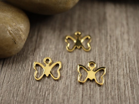 Perhonenriipus, 9x10mm, kulta/rst, 1kpl