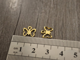 Perhonenriipus, 9x10mm, kulta/rst, 1kpl