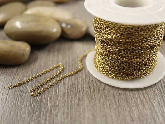 Ankkuriketju, 2.5x2x0.5mm, PVD/ 18K/ kulta/ rst, 20m