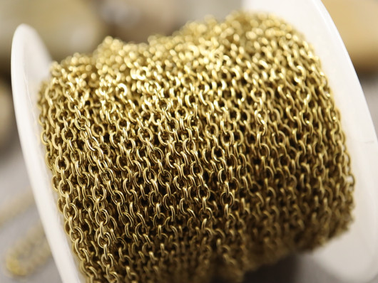 Ankkuriketju, 2.5x2x0.5mm, PVD/ 18K/ kulta/ rst, 20m