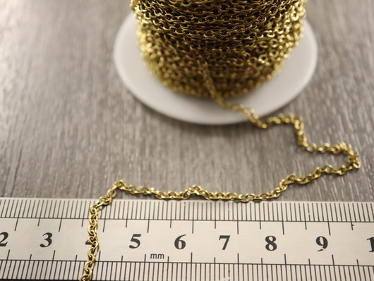 Ankkuriketju, 2.5x2x0.5mm, PVD/ 18K/ kulta/ rst, 20m